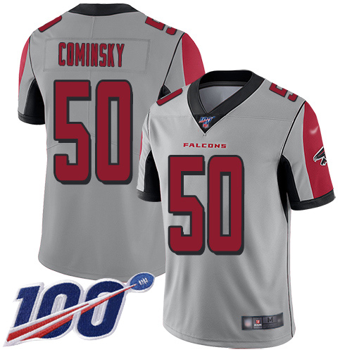 Atlanta Falcons Limited Silver Men John Cominsky Jersey NFL Football #50 100th Season Inverted Legend